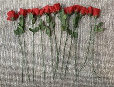 1 Dozen 12 Artificial Red Roses -Bunch - Wedding - Home Decoration