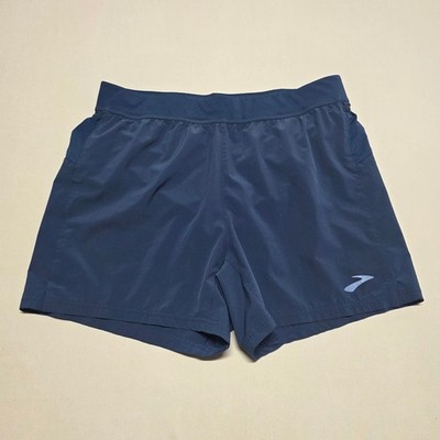 Brooks Sherpa 5 Mens Running Shorts Slate/Blue Size Large Liner Reflective Logo