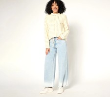 Peace Love World Dip Dye Ankle Jean w/ Drawcord Waist in Light Denim, Reg 10