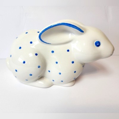 VTG Tiffany & Co Blue Polka Dot Rabbit Bank made in Italy