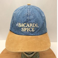 Bacardi Spice Embroidered Denim and Suede Strap Back Hat