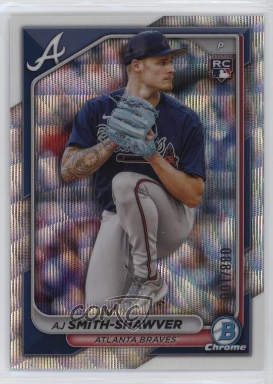 2024 Bowman Chrome Wave Refractor 88/100 AJ Smith-Shawver #22 1b3