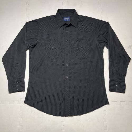 Chemise manches longues homme cowboy Wrangler Pearl Snap Western taille XL noir