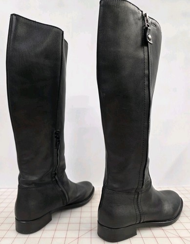 GEOX Black Leather Riding Boots Mid Calf Women’s Size US 7 EUR 37 - Picture 4 of 9