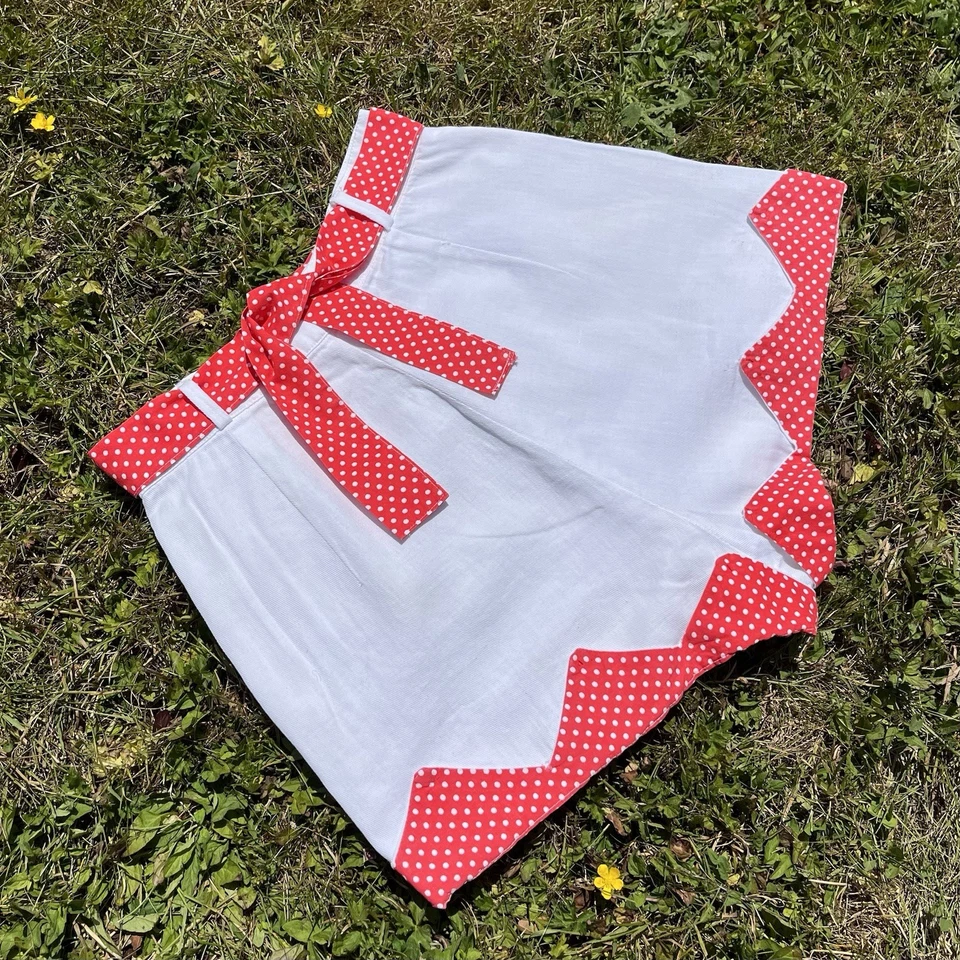 Pantalones Cortos de Juego de Algodón Cintura Alta Años 30 Años 40 De Colección con Ribete de Lunares Rojos, Talla XS Foto 4 de 4