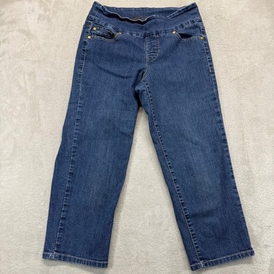Jag Jeans Women's 10 Classic Fit Crop Pull On Medium Wash Blue Denim Capris