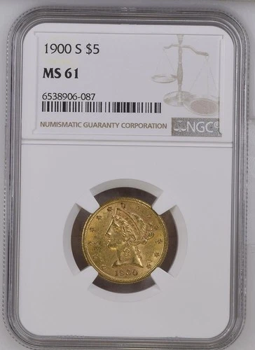 1900-S $5 Liberty Head Gold Coin NGC MS 61 – Rare Collectible