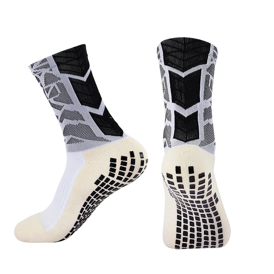 Men Football Socks Grip Non Slip Mid Calf Cushioned Running Sports Training Sock - Image 2 of 4