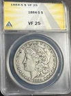 1884 "S" Morgan SILVER Dollar $1 ANACS VF25 Very Fine