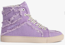 New ZADIG VOLTAIRE Size: 39 Flash High top canvas sneakers Shoes purple 398
