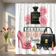 Chic Pink Roses Fashion Shower Curtain for Stylish Bathrooms