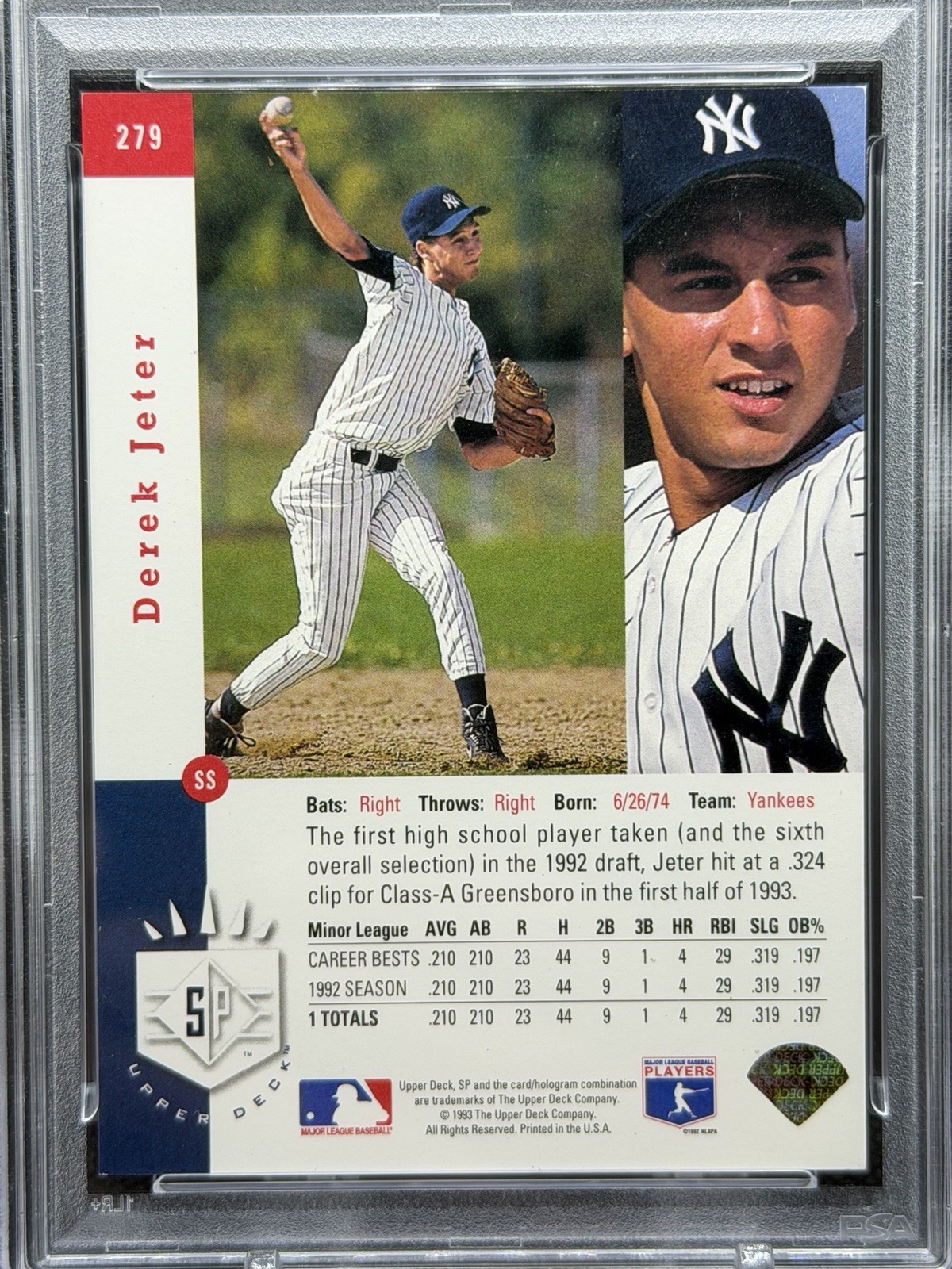 1993 Sp #279 Derek Jeter Foil PSA 5 New York Yankees HOFer view 3