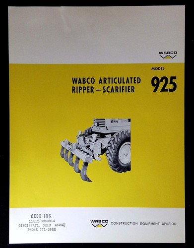 WABCO Model 925 Articulated Ripper - Scarifier Sales Brochure