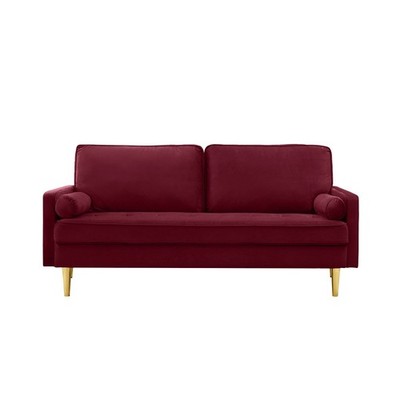 65'' 2-Seater Velvet Sofa Plush Comfort, Modern Style for Living Room Red