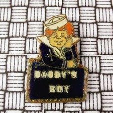 Vintage Daddy's Boy Nautical USN RN Enamel Pin Badge 25mm x 17mm