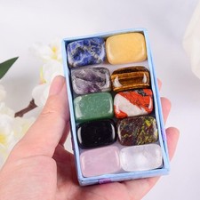 10 Pcs /Set Natural Tumbled Stone 15-20mm Mix Rock And Quartz Rose Bead Chakra H