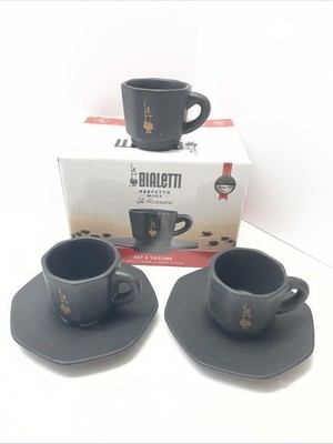 Bialetti Perfecto Moka Gli Accessori Tazzine Set 75ml 3 Cups & 2 Saucers