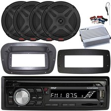 Pyle 1-DIN Boat CD Radio W/Kit  Adapter, 4x 6.5" Speakers, 4 Channel Amplifier