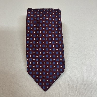 Robert Talbott Monterey Mens Silk Tie - Brown Blue White Geo Monterey CA
