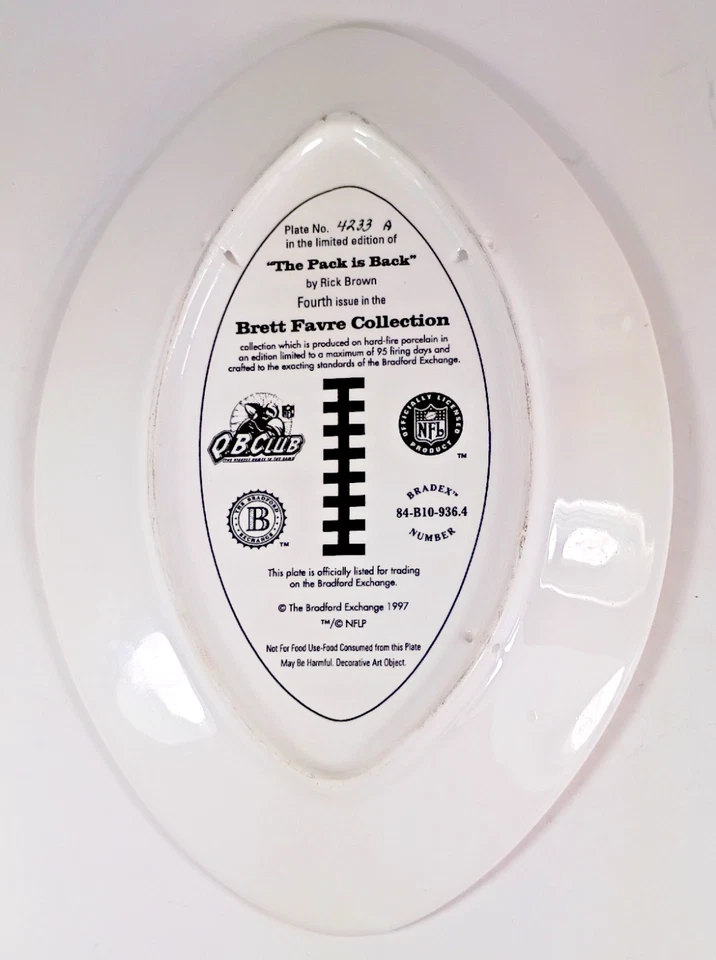 Colección Green Bay Brett Favre 1997 vintage, "The Pack is Back", placa #4233-A Foto 2 de 3