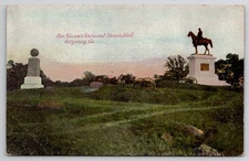 Gettysburg PA General Slocum's Statue Steven's Knoll Postcard J46