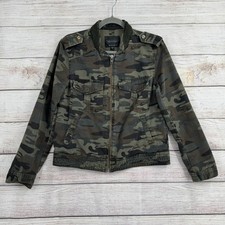 Sanctuary Camo Utility Jacket Women S Green Military Full Zip J0384-N2404