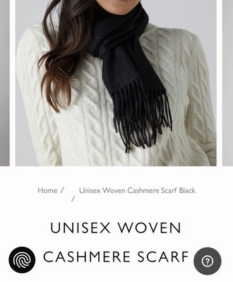 N.Peal Woven Cashmere Rectangle Scarf Black with Fringe Accent