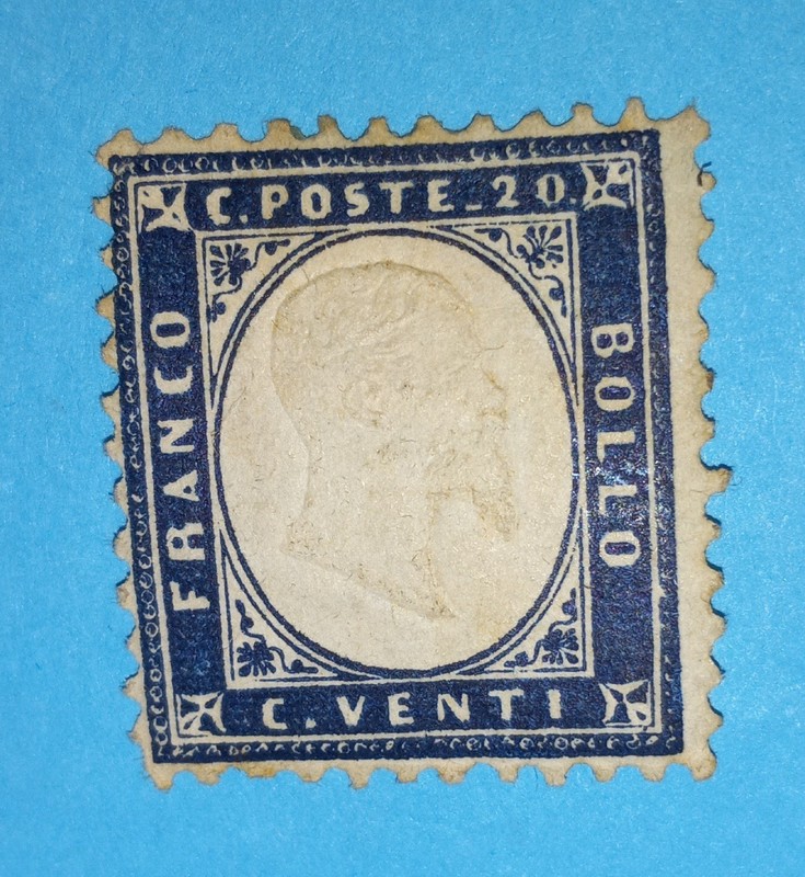 + 1862 Italy King Victor Emmanuel 2nd Embossed #19 A4 20c Mhog unused