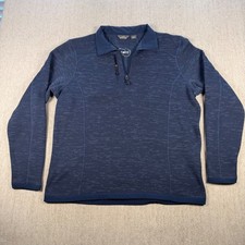Eddie Bauer Quarter Zip Fleece Pullover Mens XL Blue Space Dye EB254