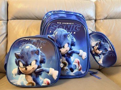 16  3 Pcs Sonic Backpack Set Blue (Backpack+ Lunchbox+Pencil Case)
