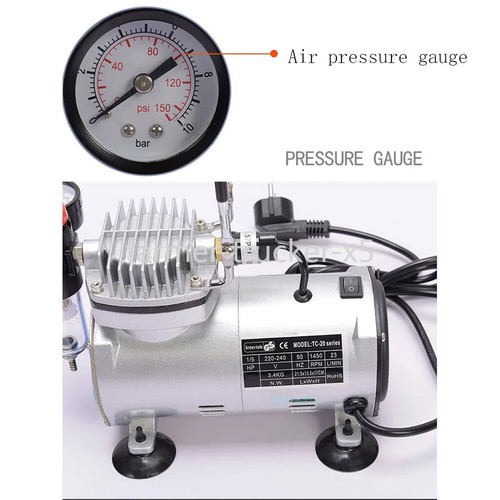 TC-20B 220V Min 1/5hp Piccola Pompa Vuoto Pompa Ermetica Piccolo Compressore Aerografo - Foto 5 di 9