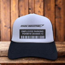 Stark Industries Mens Trucker Hat Black Iron Man Employee Parking Parody Cap