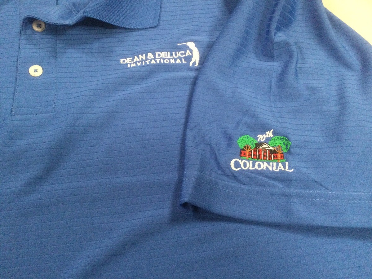 70th Colonial Exclusive Dean & Deluca DriWay Golf Polo Shirt Blue