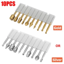 20/10PCS Steel Rotary Burrs High Speed Wood Carving Drill Bits Tool For Dremel