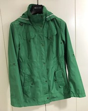 Intl D.e.t.a.i.l.s Woman's Windbreaker Rain Jacket Green Detachable Hood Small