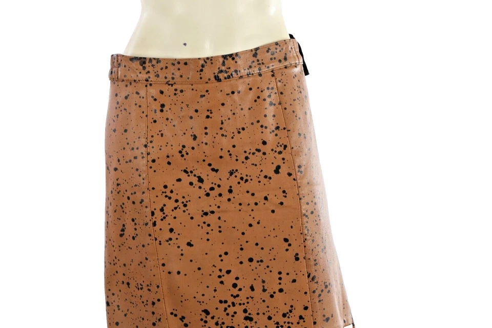 Falda larga de cuero marrón vintage a lunares lápiz del suroeste indio talla L Foto 2 de 4