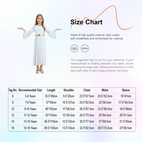 Girls Dress Soft Gown Satge Performance Costume Breathable Uniform Cosplay Robe - Picture 25 of 42