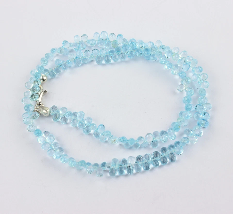 Collana Di Topazio Blu Pietra Preziosa A Goccia Facettata Topazio Blu - Immagine 3 di 4