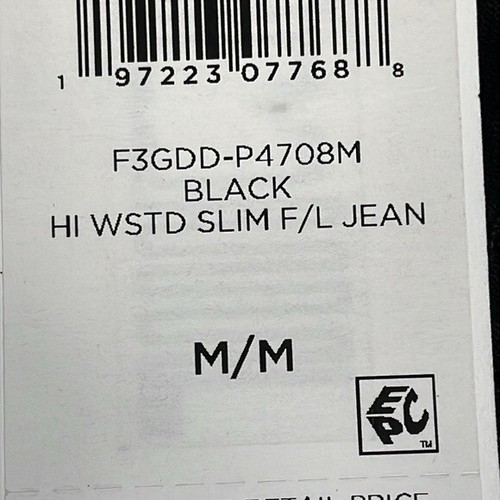 NWT Eileen Fisher High Waisted Organic Cotton Denim Slim Jean Black Sz M - Picture 10 of 11
