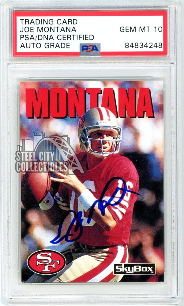 Joe Montana 1992 Skybox Autograph Card #227 PSA/DNA 10