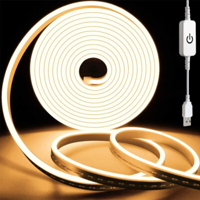 5V USB Warm Weiß Neon LED Strip Touch Dimming Wasserdicht Lichtleiste Schlauch