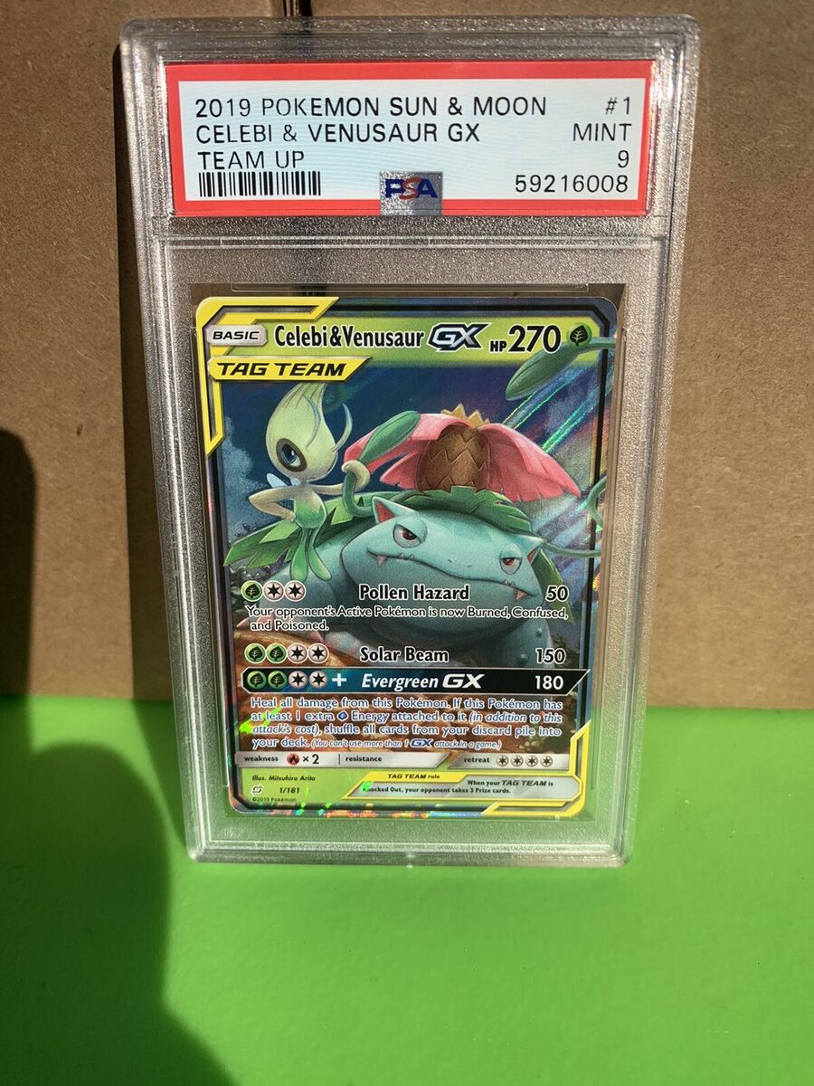 Pokemon Celebi & Venusaur GX PSA 9 Mint 1/181 Sun & Moon Pokemon Celebi & Venusaur GX PSA 9 Mint 1/181 Sun & Moon