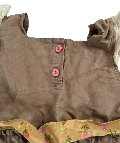 Matilda Jane Dress Girls 8 Happy & Free Vault Cayenne Love Me Tan Linen Lace - Picture 5 of 7