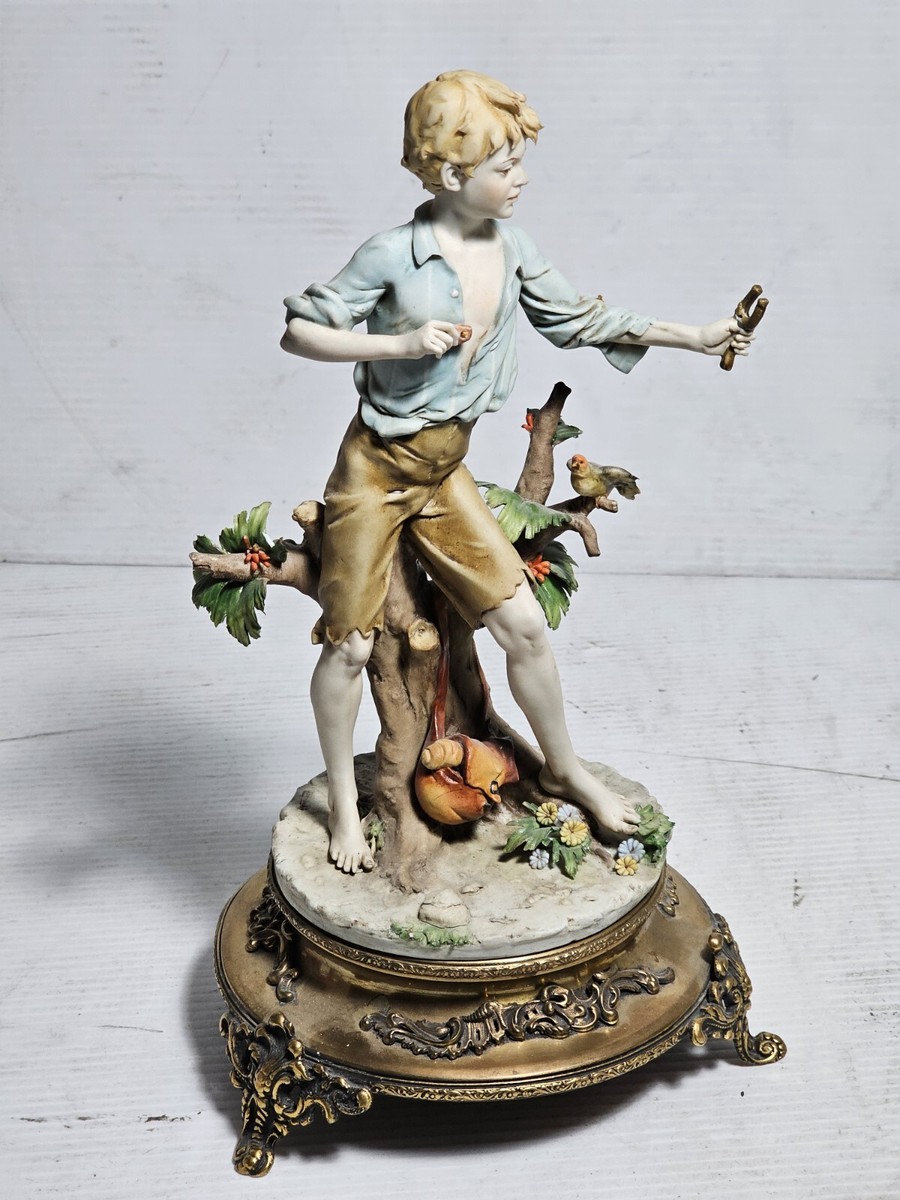 RARE Antique CAPODIMONTE TRIADE BENACCHIO FIGURE - BOY WITH