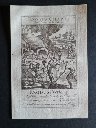 Antique 1752 bible print - Exodus - The Israelites Bondage