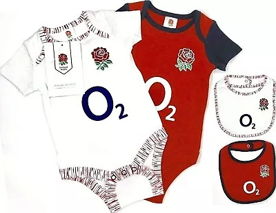 ENGLAND SIX NATIONS RFU RUGBY BABIES BODY PRAM SHORT SLEEVE BABY GROW VESTS