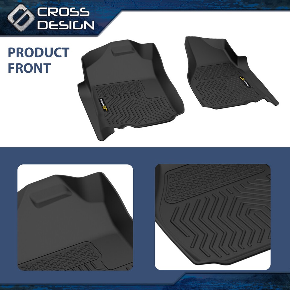 Auto vloermatten rubberen matten compatibel met Dodge Ram 1500 2500 3500 Quad Cab 2012-2018, 3D-mat, vuilvangmat, waterdicht, antislipmatten, rubber, pasvorm, antislip, zwart