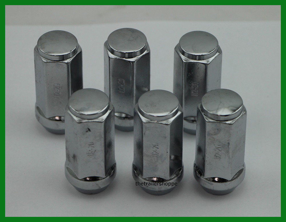 Chrome 1/2" Extra Long Lug Wheel Nut Aluminum Trailer Wheel Rim Acron