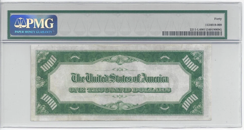 1934 $1000 FRN SAN FRANCISCO # 00000008 PMG-40 EXTREMELY FINE LOW SERIAL #8 BILL - Image 2 of 2