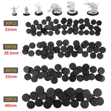 Pack of 100 Plastic Round Bases Miniature Wargames Table gaming TEXTURED  4 SIZE